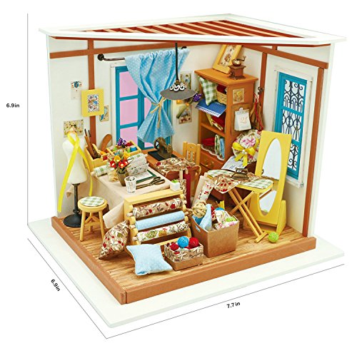 0738920614341 - DIY DOLLHOUSE MINIATURE HOUSE KIT DOLLS HOUSE CREATIVE ROOM DIY TOYS WITH FURNITURE FOR ADULTS (TAILOR HOUSE)