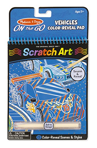 0073915581735 - MELISSA & DOUG ON THE GO SCRATCH ART: COLOR-REVEAL PAD - VEHICLES