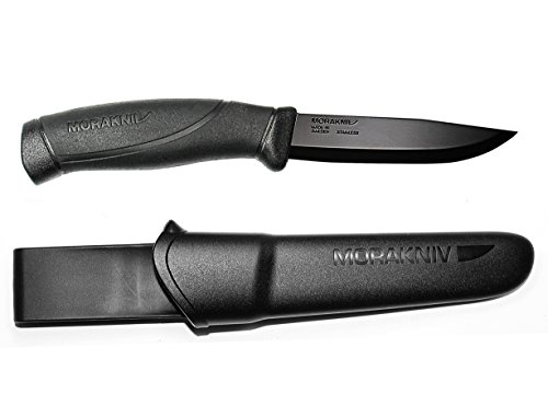 7391846014850 - MORAKNIV COMPANION BLACK FIXED TACTICAL KNIFE WITH SANDVIK STAINLESS STEEL STEALTH BLADE AND PLASTIC SHEATH, 4.1