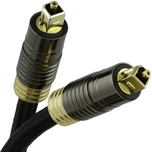 0739189459216 - DIGITAL AUDIO CABLE (6 FEET) - TOSLINK FIBER OPTIC (S/PDIF, ADAT, EIAJ) - BRAIDED CORD - JIS F05 MALE TO MALE CONNECTORS - OPTICAL CABLE FOR PERFECT DOLBY TRUEHD DIGITAL & DTS SURROUND SOUND