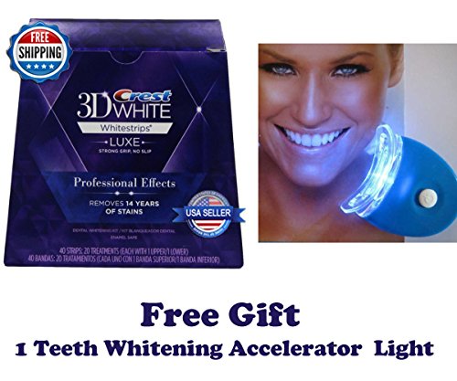 0739189842872 - CREST 3D WHITE LUXE WHITESTRIPS PROFESSIONAL EFFECTS TEETH WHITENING - 40 STRIPS 20 TREATMENT+FREE GIFT LED ACCELERATOR TEETH WHITENING LIGHT