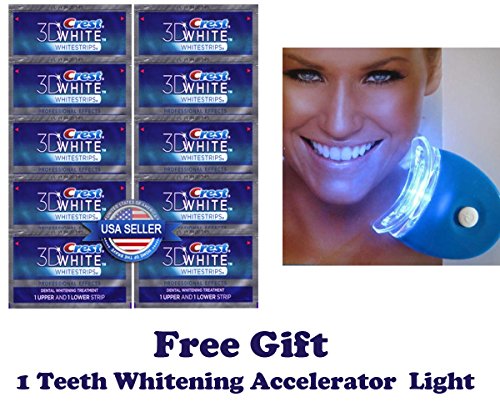 0739189842889 - CREST 3D WHITE LUXE WHITESTRIPS PROFESSIONAL EFFECTS TEETH WHITENING - 20 STRIPS 10 TREATMENT+FREE GIFT LED ACCELERATOR TEETH WHITENING LIGHT