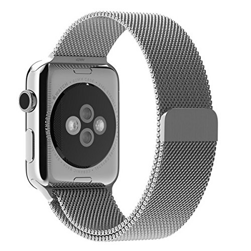0739340497552 - APPLE WATCH BAND, ZYSTERT® 42MM MILANESE LOOP STAINLESS STEEL BRACELET STRAP REPLACEMENT WRIST IWATCH BAND WITH MAGNET LOCK FOR APPLE WATCH 42MM (SILVER)