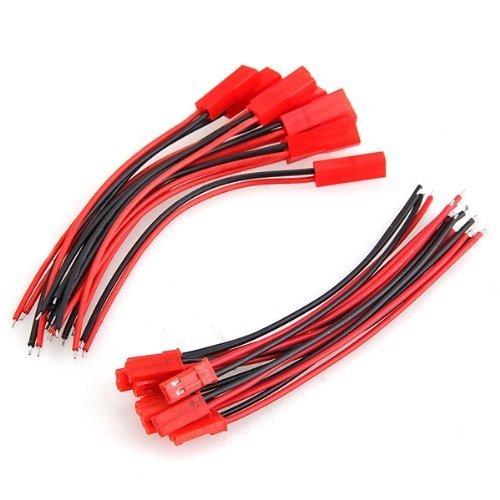 0739340574154 - 10 PAIRS 100MM JST 2 PIN CONNECTOR PLUG LEAD WIRE FOR RC LI-PO BATTERY DISCHARGE ESC BEC BOARD LINE MALE & FEMALE WIRE 22AWG