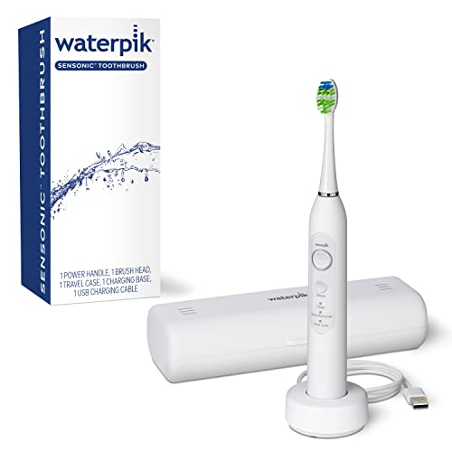 0073950318518 - WATERPIK SENSONIC SONIC ELECTRIC TOOTHBRUSH, RECHARGEABLE TOOTHBRUSH FOR ADULTS WITH 3 MODES, TRAVEL CASE, USB CHARGER, WHITE STW-03W020
