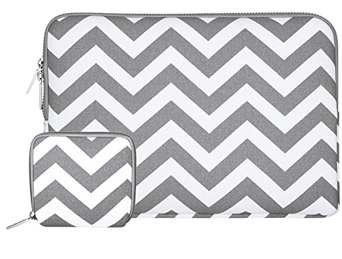 0739615762712 - MOSISO LAPTOP SLEEVE, CANVAS FABRIC 15-15.6 INCH LAPTOP / NOTEBOOK / MACBOOK AIR / PRO CASE BAG (INNER DIMENSIONS: 15.16 X 0.79 X 10.63 INCHES) WITH SAMLL CASE FOR MACBOOK CHARGER, CHEVRON GRAY