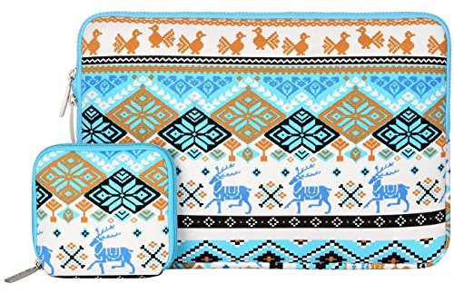 0739615772490 - MOSISO LAPTOP SLEEVE, NEW BOHEMIAN DEER PATTERN CANVAS FABRIC CASE COVER FOR 12.9 IPAD PRO / 13.3 INCH LAPTOP / NOTEBOOK / MACBOOK AIR & PRO WITH SMALL CASE FOR MACBOOK CHARGER OR MAGIC MOUSE, BLUE