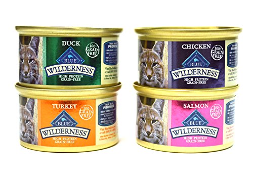 0739615819270 - BLUE BUFFALO WILDERNESS GRAIN-FREE VARIETY PACK CAT FOOD - 4 FLAVORS (SALMON, DUCK, TURKEY, AND CHICKEN) - 12 (3 OUNCE) CANS - 3 OF EACH FLAVOR