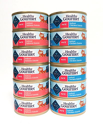 0739615820436 - BLUE BUFFALO HEALTHY GOURMET INDOOR WET CAT FOOD VARIETY PACK - 2 FLAVORS (CHICKEN ENTREE AND SALMON ENTREE) - 12 TOTAL CANS (5.5 OZ EACH)