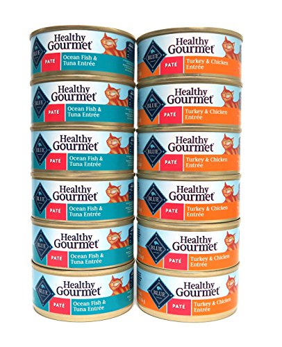 0739615820450 - BLUE BUFFALO HEALTHY GOURMET PATE WET CAT FOOD VARIETY PACK - 2 FLAVORS (TURKEY & CHICKEN ENTREE AND OCEAN FISH & TUNA ENTREE) - 12 TOTAL CANS (5.5 OZ EACH)