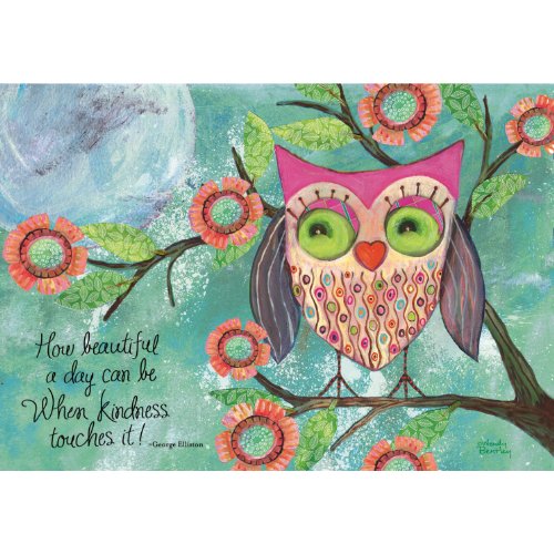 0739744145578 - LANG PERFECT TIMING ARTISAN HAPPY OWL PETITE NOTECARD BY WENDY BENTLEY, 3.5 X 5 INCHES, 12 CARDS AND 13 ENVELOPES
