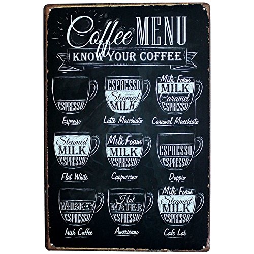0739880208700 - COFFE CAFE WALL STICKERS DECOR IRON RETRO METAL