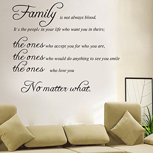 0739880209448 - REMOVABLE WALL STICKER -FAMILY IS NOT ALWAYS BLOOD- HOME DECOR