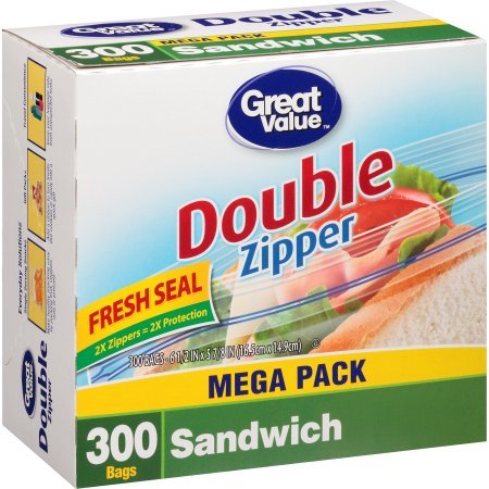 7404147664003 - GREAT VALUE SANDWICH BAGS, 300 COUNT