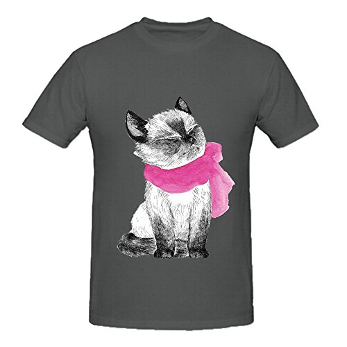 7404179447452 - THE BRIGHT SCARF CAT MEN O NECK CUSTOMIZED TEE SHIRTS GREY