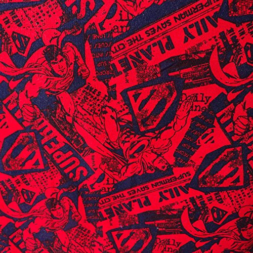 0740439316531 - SUPERMAN SAVES THE CITY RED 100% COTTON PRINT FABRIC, 45 INCHES WIDE - SOLD BY THE YARD (FB)