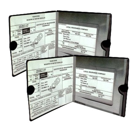 0740439574238 - ESSENTIAL CAR AUTO INSURANCE REGISTRATION BLACK DOCUMENT WALLET HOLDERS 2 PACK - - AUTOMOBILE, MOTORCYCLE, TRUCK, TRAILER VINYL ID HOLDER & VISOR STORAGE - STRONG VELCRO CLOSURE ON EACH - NECESSARY IN EVERY VEHICLE - 2 PACK SET