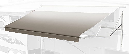 0740544641887 - CAREFREE 8016LH00 CAMEL FADE/WHITE WRAP 16' UNIVERSAL VINYL RV PATIO AWNING REPLACEMENT CANOPY (CENTER ARM TO CENTER ARM)