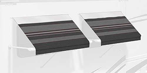 0740544816827 - CAREFREE IE0407A00 SL PREMIUM CHARCOAL 4.0' LONG RV CAMPER COMPLETE WINDOW AWNING WITH WHITE ARMS (CHARCOAL STRIPE WITH WHITE WRAP AND RED TENERA THREAD)