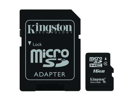 0740617220155 - KINGSTON DIGITAL 16 GB CLASS 4 MICROSDHC FLASH CARD WITH SD ADAPTER (SDC4/16GBET)