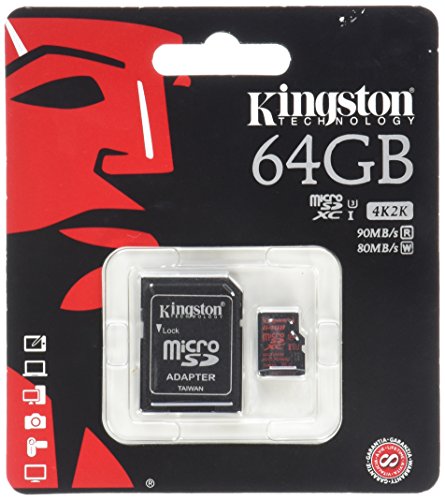0740617237009 - KINGSTON DIGITAL 64GB MICROSDXC UHS-I SPEED CLASS 3 U3 90R/80W FLASH MEMORY CARD WITH ADAPTER (SDCA3/64GB)