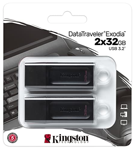0740617325584 - KINGSTON DATATRAVELER EXODIA 32GB USB 3.2 FLASH DRIVE - 2 PACK DTX/32GB-2P