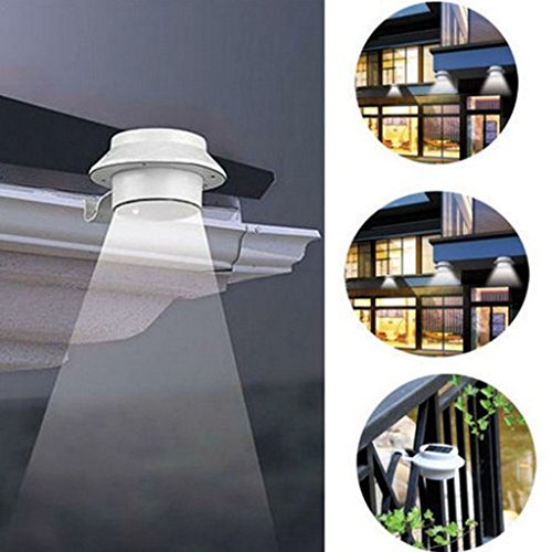 0740690004437 - WHITE SUN POWER SMART LED SOLAR GUTTER NIGHT UTILITY SECURITY LIGHT FOR ALL-WEATHER LAMP FOR GARDEN LANDSCAPE YARD FENCE GUTTER ROOF WALL DOOR GATE PATHWAY DRIVEWAY BACKYARD LIGHTING