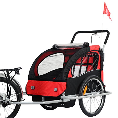 0740933662455 - NEW 2 IN 1 BICYCLE CARRIER DOUBLE INFANT CHILD BABY BIKE TRAILER JOGGER STROLLER