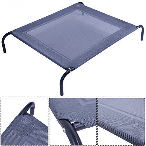 0740933662851 - NEW LARGE DOG CAT BED ELEVATED PET COT INDOOR OUTDOOR CAMPING STEEL FRAME MAT