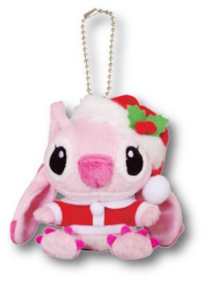 0740933949440 - JAPAN DISNEY OFFICIAL LILO & STITCH - ANGEL CHRISTMAS SANTA CLAUS COSPLAY CUTE PLUSH TOY CHARM WITH SHINY BALLCHAIN PINK ANIMAL CHARACTER MASCOT SMARTPHONE KEY CHAIN ACCESSORY WONDERFUL GIFT
