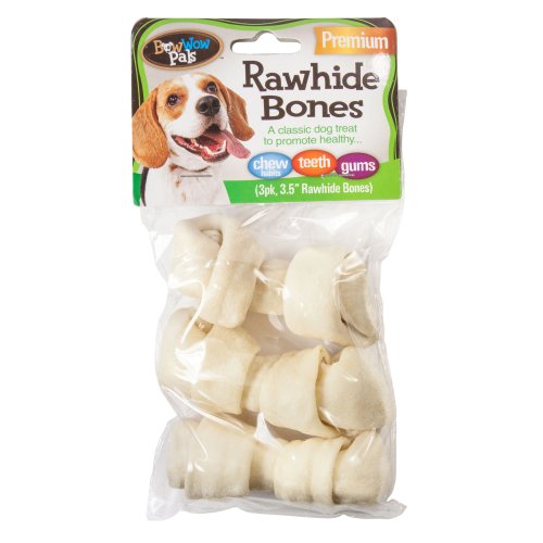 0740985886779 - BOW WOW PALS 3-1/2 INCH RAW HIDE BONES 3 PACK
