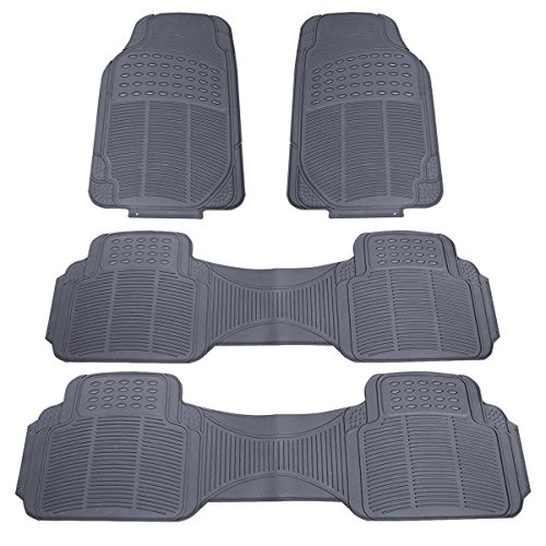 0741005321058 - ZYY UNIVERSAL FIT FRONT/REAR PREMIUM MINIVAN TRIMMABLE ALL WEATHER CAR FLOOR MAT - RUBBER (GREY, 4 PIECE
