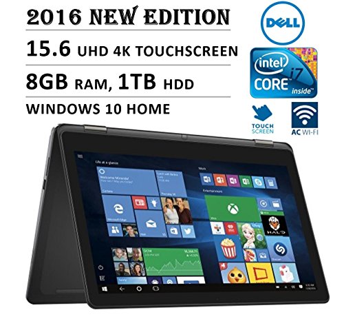 0741271364391 - 2016 NEWEST DELL 7000 SERIES INSPIRON 2-IN-1 15.6 4K 3840 X 2160 UHD TOUCH-SCREEN FLIP CONVERTIBLE LAPTOP, INTEL CORE I7 6500U UP TO 3.1 GHZ, 8GB RAM, 1TB HDD, 802.11AC, BLUETOOTH, HDMI, WINDOWS 10