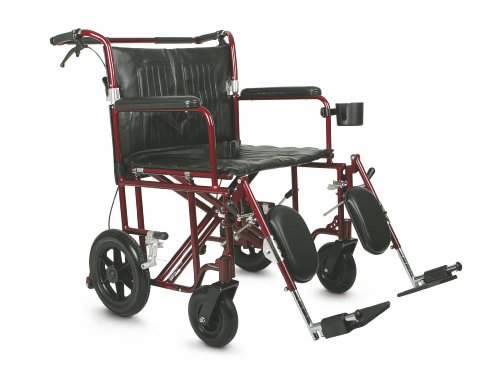 0741360079328 - MEDLINE FREEDOM PLUS TRANSPORT CHAIR, RED, 22 INCH