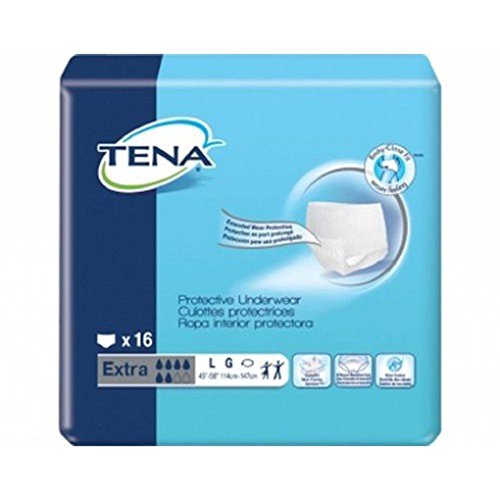 0741360105713 - TENA PROTECTIVE UNDERWEAR, EXTRA ABSORBENCY - LARGE - 45-58 HIP SIZE, OVER 185 LBS. (4 BAGS OF 16)