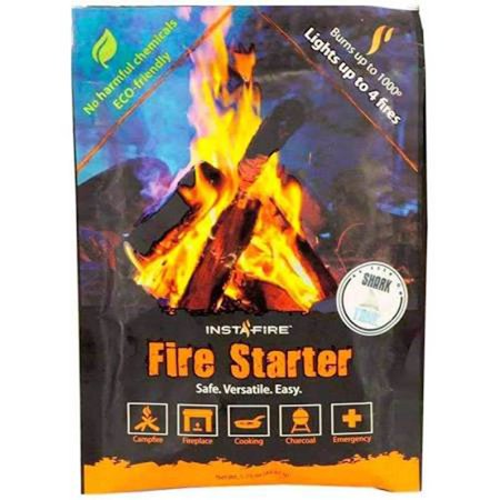 0741360358911 - INSTAFIRE FIRE STARTER POUCHES, DURABLE MYLAR PACKS LIGHTS UP TO 4 FIRES, NO HARMFUL CHEMICALS, ECO FRIENDLY - USE AT CAMPFIRE, FIREPLACE, COOKING, CHARCOAL, EMERGENCY,