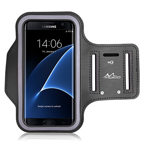 0741459006914 - GALAXY S7 EDGE ARMBAND, MOKO PREMIUM SPORTS EXERCISE ARMBAND FOR RUNNING, WORKOUTS OR ANY FITNESS ACTIVITY, KEY HOLDER & CARD SLOT, SWEAT-PROOF, BLACK (COMPATIBLE WITH CELLPHONES UP TO 5.5 INCH)