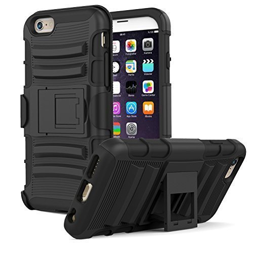 0741459011024 - MOKO IPHONE 6S PLUS CASE - FULL BODY RUGGED HOLSTER CASE WITH SWIVEL BELT CLIP - DUAL LAYER SHOCK RESISTANT COVER FOR APPLE IPHONE 6 PLUS / 6S PLUS 5.5 INCH SMARTPHONE, BLACK