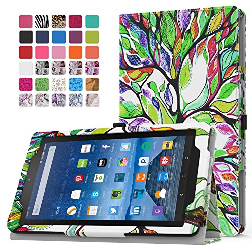 0741459012267 - MOKO FIRE 7 2015 CASE - SLIM FOLDING COVER FOR AMAZON FIRE TABLET (7 INCH DISPLAY - 5TH GENERATION, 2015 RELEASE ONLY), LUCKY TREE