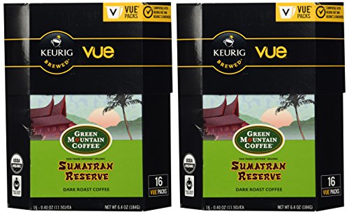 0741459513238 - 32 COUNT - GREEN MOUNTAIN FAIR TRADE ORGANIC SUMATRAN RESERVE COFFEE VUE CUP FOR KEURIG VUE BREWERS