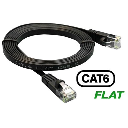 0741459762018 - INSTALLERPARTS 10FT CAT 6 550 MHZ FLAT PATCH CABLE BLACK - PROFESSIONAL SERIES - CAT6 COMPUTER LAN CABLE WITH 50 MICRON GOLD PLATED RJ45 CONNECTORS FOR HIGH SPEED ETHERNET DATA NETWORK
