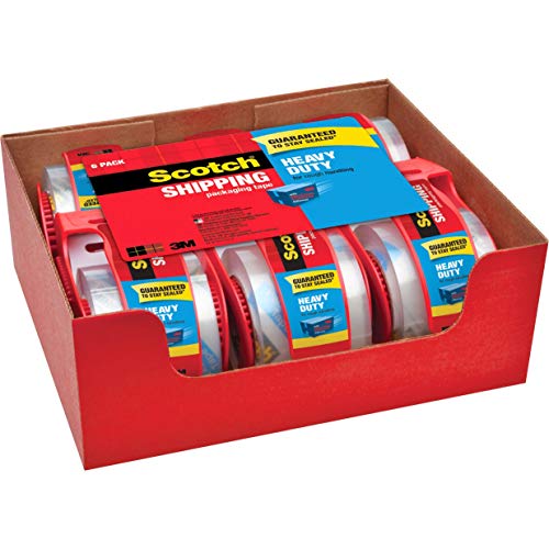 0741533915842 - SCOTCH HEAVY DUTY SHIPPING PACKAGING TAPE, 6 ROLLS WITH DISPENSER, 1.88” X 22.2 YARDS, 1.5” CORE, GREAT FOR PACKING, SHIPPING & MOVING, CLEAR (142-6)