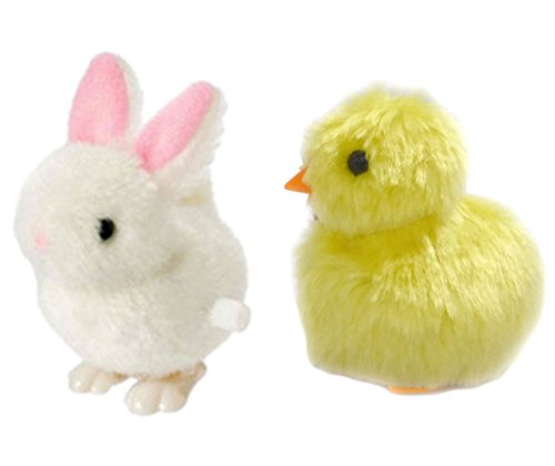 0741587167945 - BUNDLE OF 2 CHIRPIN' CHICK AND HOPPING BUNNY NOVELTY FUZZY TOYS