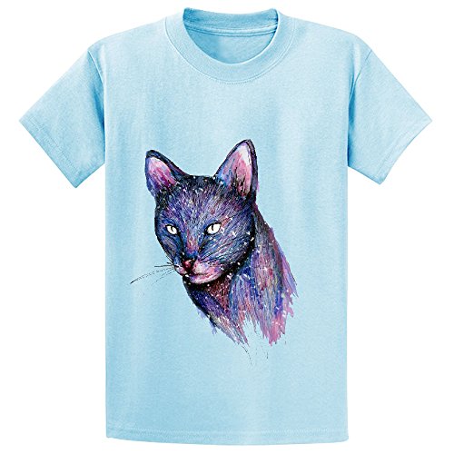 7417893678941 - LIKEU COSMIC CAT YOUTH GRAPHIC CREW NECK TEES L-BLUE