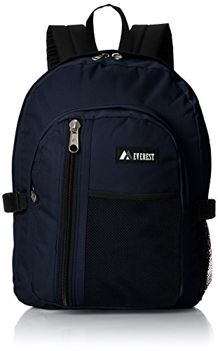 0742065003076 - EVEREST BACKPACK WITH FRONT MESH POCKET, NAVY, ONE SIZE