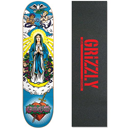 0742091089853 - CLICHE SKATEBOARD DECK PUIG VIRGIN MARY 8.0 GRIZZLY RED