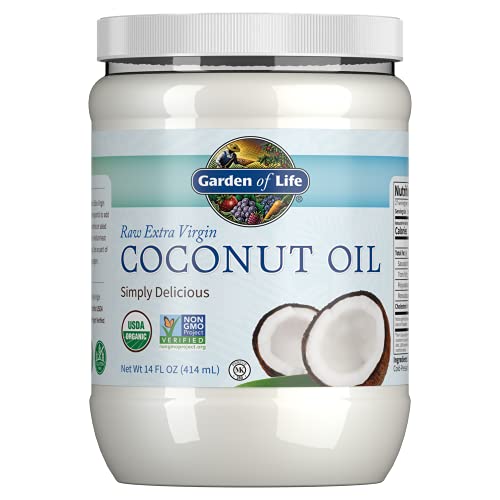 0742117639758 - GARDEN OF LIFE ORGANIC EXTRA VIRGIN COCONUT OIL - UNREFINED COLD PRESSED PLANT BASED OIL FOR HAIR, SKIN & COOKING, 14 OZ