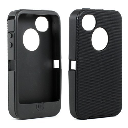 0742128363079 - REPLACEMENT SILICONE SKIN FOR IPHONE 4 4S OTTERBOX DEFENDER CASE WITH OVAL CUTOUT (BLACK)