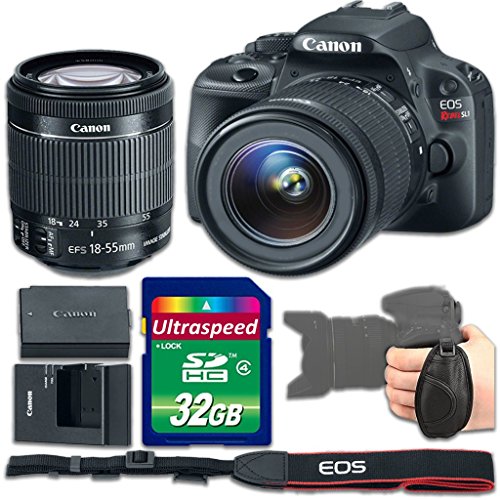 0742173202460 - CANON EOS REBEL SL1 CAMERA BUNDLE WITH CANON EF-S 18-55MM F/3.5-5.6 IS STM LENS + 32GB MEMORY SD CARD + GRIP STRAP - INTERNATIONAL VERSION (NO WARRANTY)