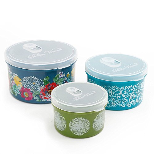 0742288677658 - THE PIONEER WOMAN ROUND FOOD STORAGE WITH VENT CONTAINER SET, SET OF 3 IN COUNTRY GARDEN